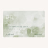 A digital gift card from Bescher with a green watercolor design, including a card number and email address for customer service.